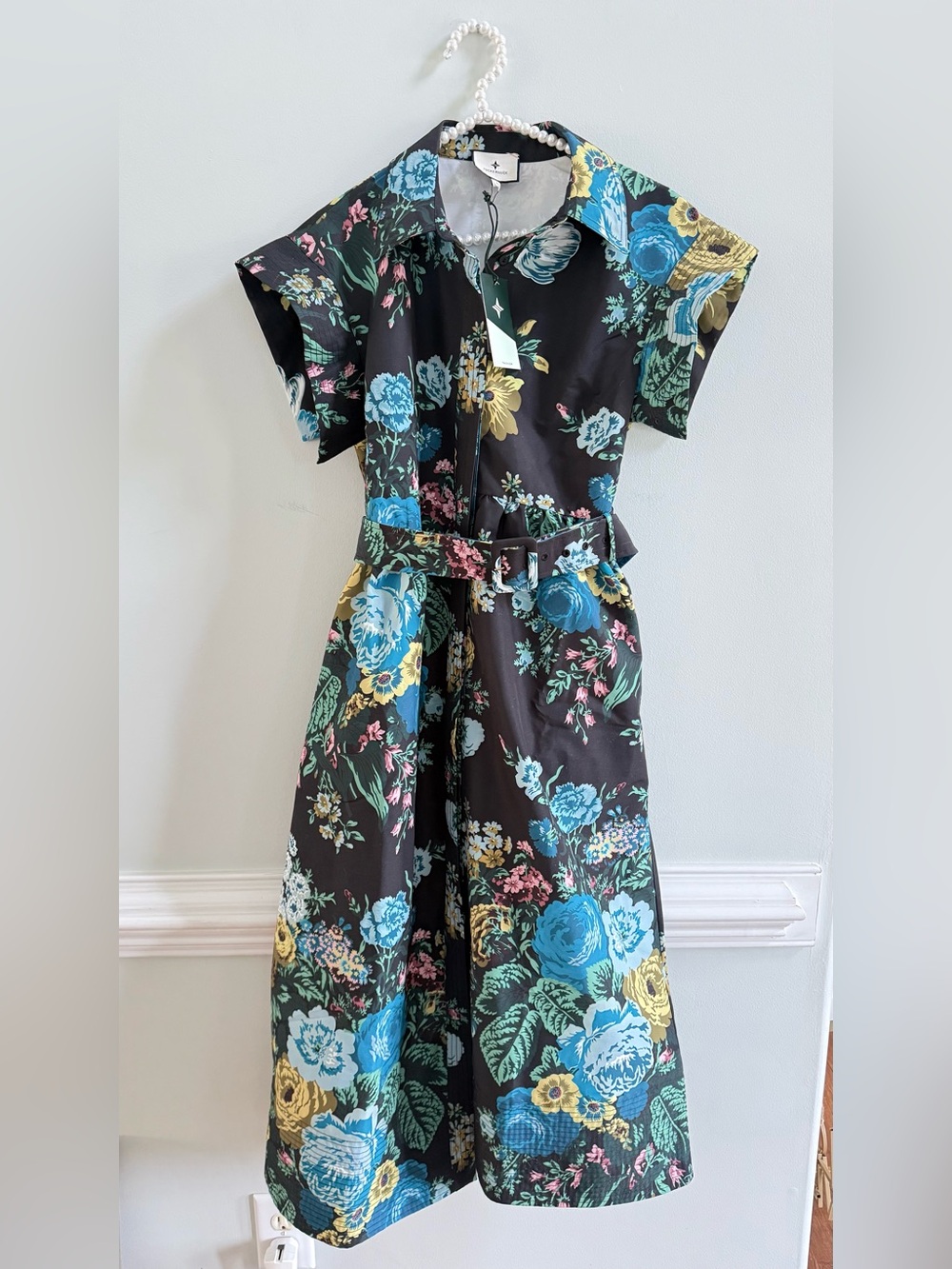 NWT TUCKERNUCK Chloe Black Bouquet Verdant Floral Dress Sz. M $298